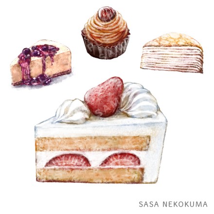 ケーキの写実的なイラスト