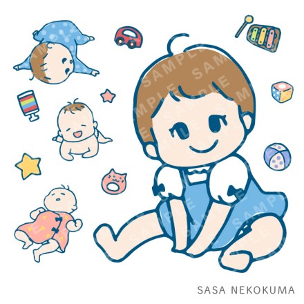 コミカルでかわいい赤ちゃんたちのイラスト