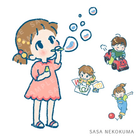 遊ぶ子供たちのコミカルでかわいいイラスト