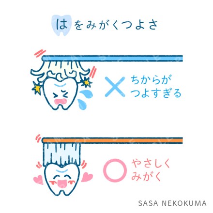 歯を磨く強さの解説イラスト