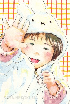 笑顔の赤ちゃんの水彩イラスト