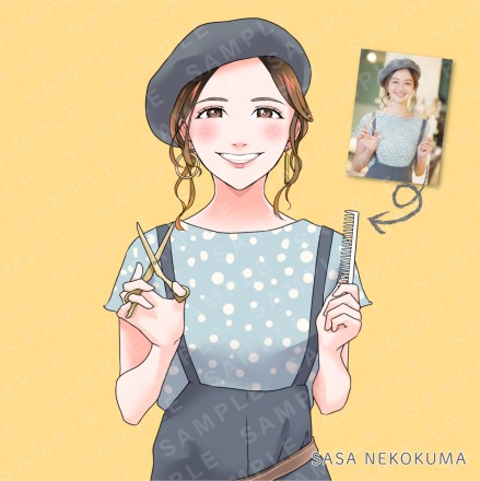 美容師の女性の似顔絵イラスト