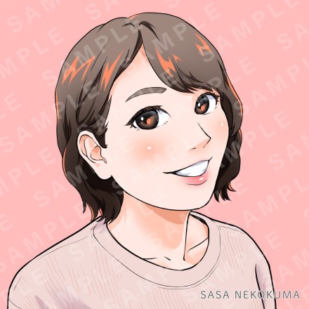 女性のSNSアイコン用似顔絵イラスト